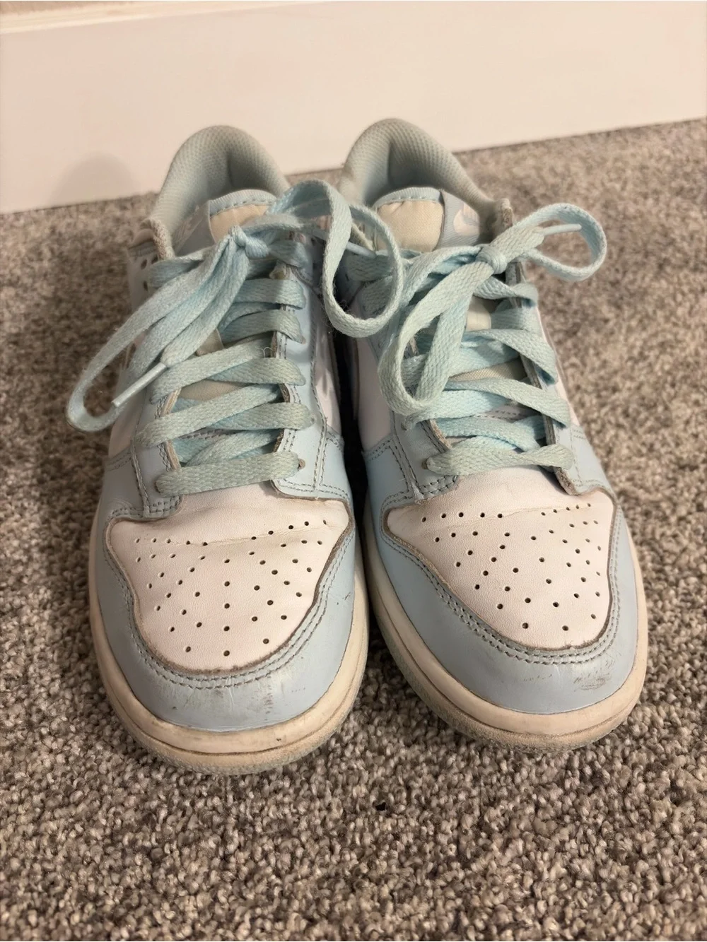 Nike Kids Pastel Blue and White Dunk Low-Top Sneakers